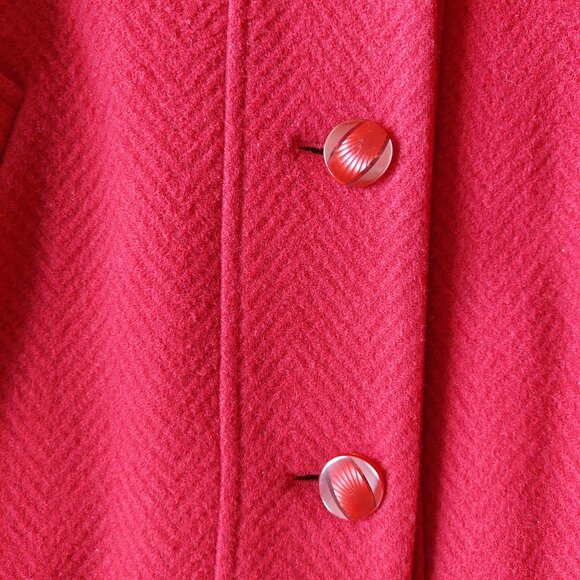 Vintage St. Sophia Paris Red Wool Cashmere Blend Coat, Made In France Size M/L - Picture 5 of 11